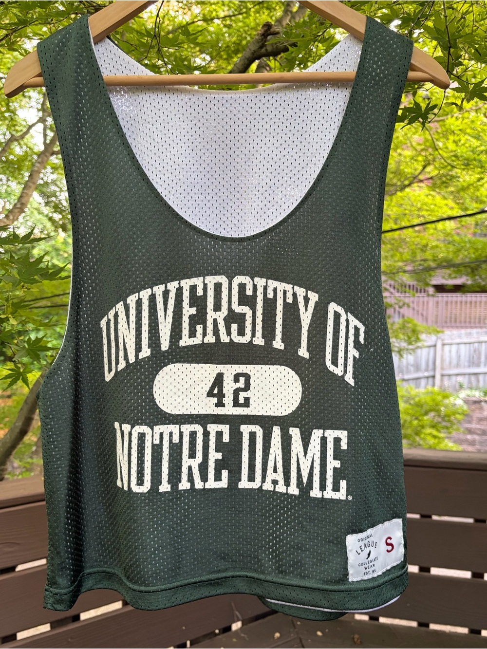 League Green Mesh Athletic Jersey with White Patch